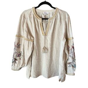 Embroidered Chicos Cream Women's Top